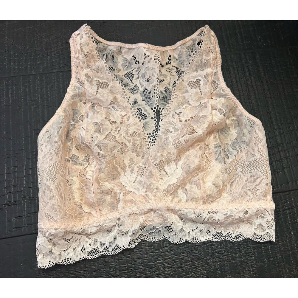 NWT SOMA Embraceable Signature Lace Back Bralette Sz Small ~ Porcelain Pale Pink